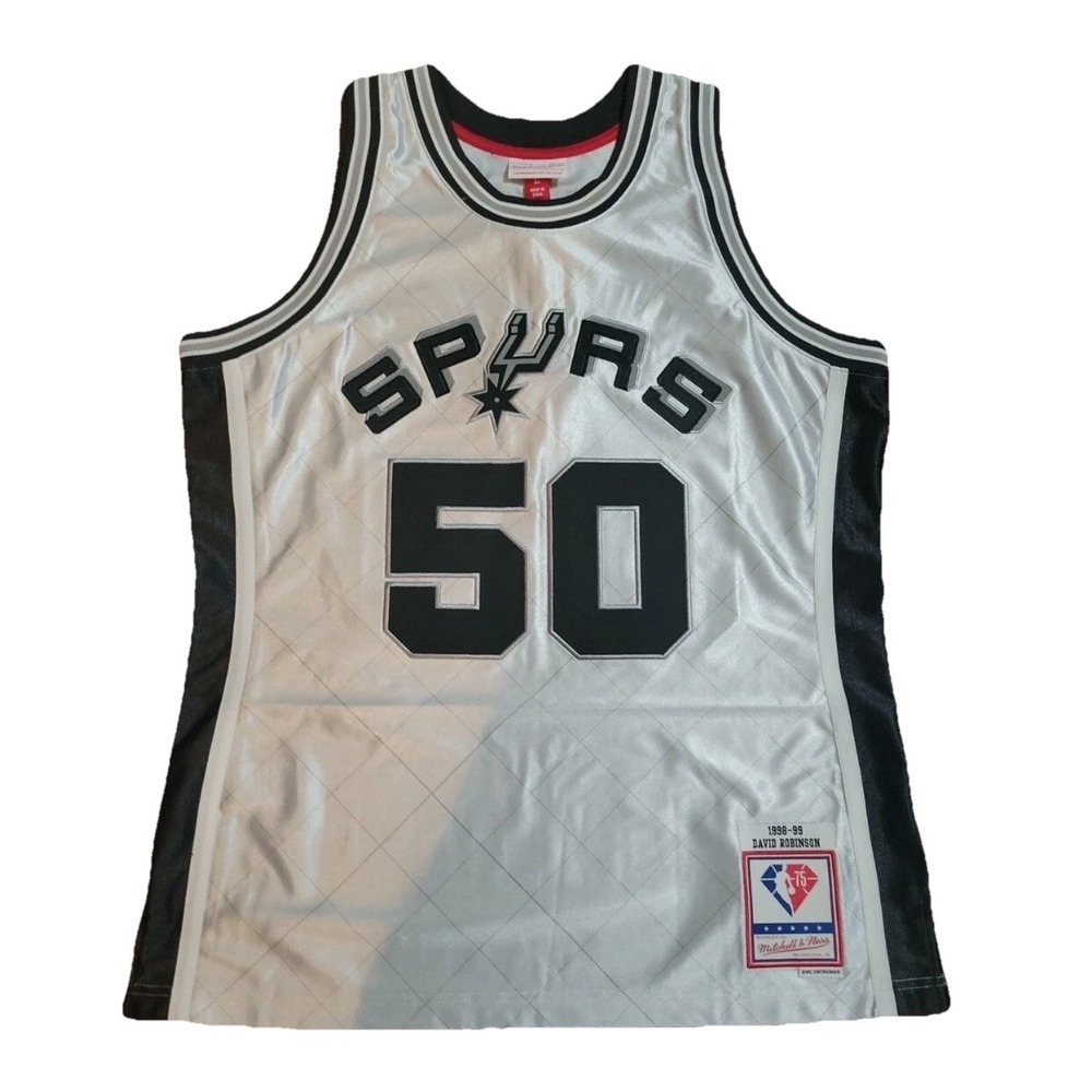 MITCHELL & NESS DAVID ROBINSON SPURS 75TH PLATINUM SWINGMAN 98'99 JERSEY Mens S